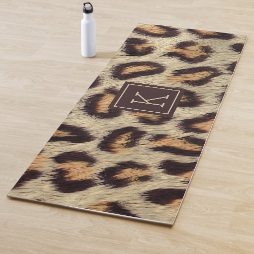 Brown spots leopard pattern faux fur texture yoga  yoga mat