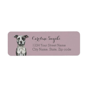 Brown Spotted Cute Pit Bull Terrier Address Label