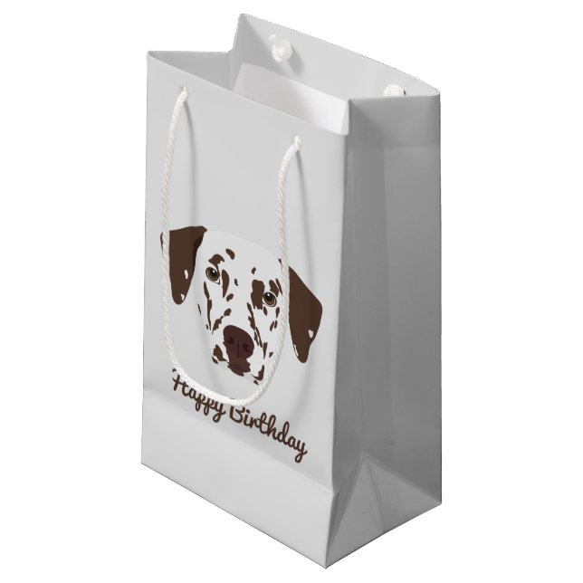 Brown-spotted Dalmatian Dog Small Gift Bag (Front Angled)
