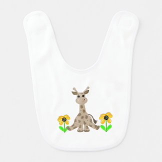 Brown Spotted Giraffe with Flowers Bib