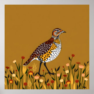 Brown Spotted Quail Abstract Poster