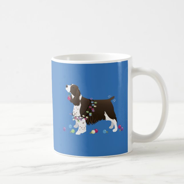 Brown Springer Spaniel Christmas Illustration Coffee Mug (Right)
