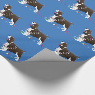 Brown Springer Spaniel Christmas Illustration Wrapping Paper