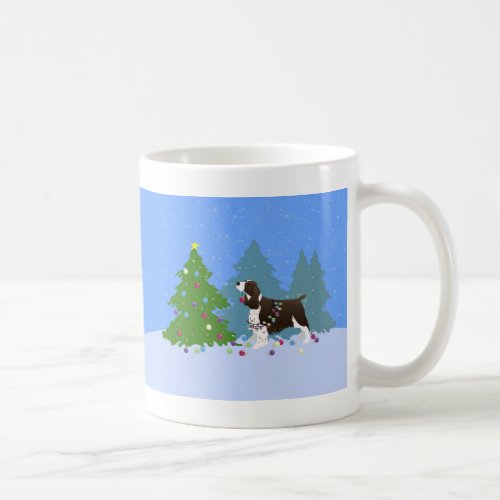 Brown Springer Spaniel Decorating Christmas Tree Coffee Mug