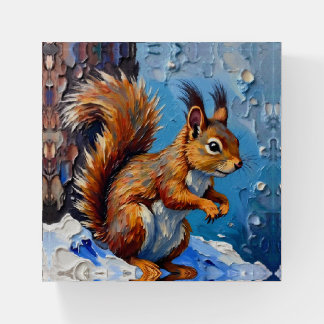 Brown Squirrel in the Snow Paperweight