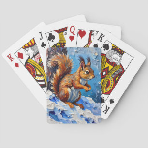 Brown Squirrel in the Snow Poker Cards
