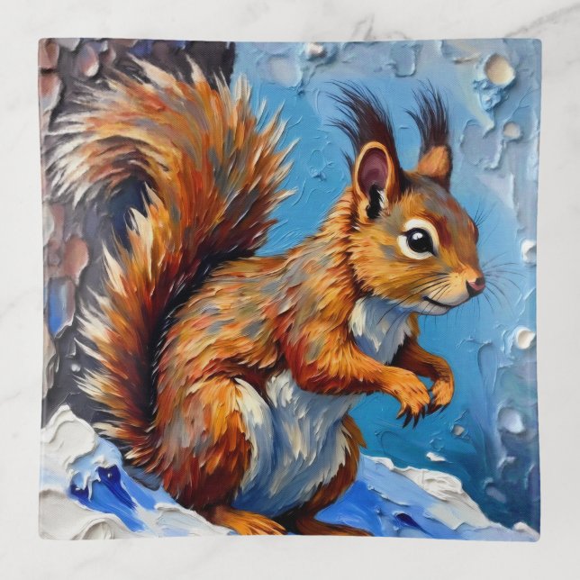 Brown Squirrel in the Snow Trinket Tray (Front)
