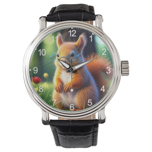 Brown Squirrel Sitting On Grass-43543 Watch (Front)