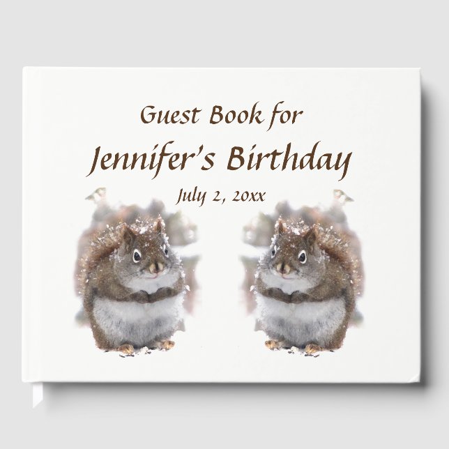 Brown Squirrels Animal Birthday Party Guest Book (Front)