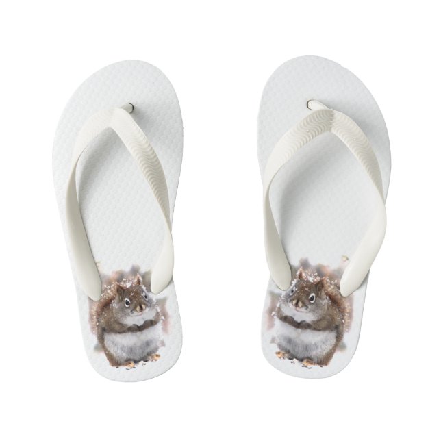 Brown Squirrels Kids Animal Flip Flops (Footbed)