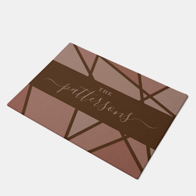 Brown Stained Glass Imitation Welcome Home Family Doormat (Angled)