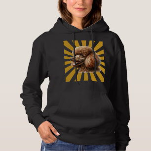 Brown Standard Poodle Retro Sunburst Hoodie