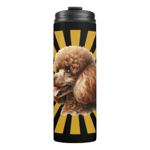 Brown Standard Poodle Retro Sunburst Thermal Tumbler
