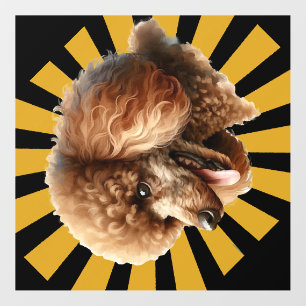 Brown Standard Poodle Retro Sunburst Wall Decal