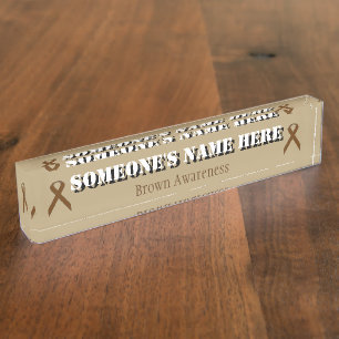 Brown Standard Ribbon by Kenneth Yoncich Desk Name Plate
