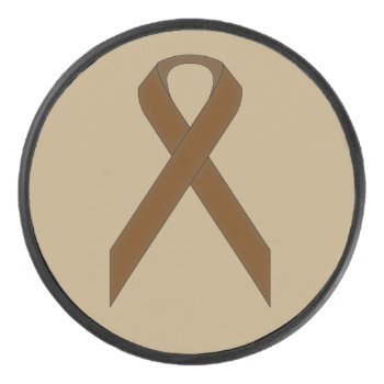 Brown Standard Ribbon By Kenneth Yoncich Hockey Puck by KennethYoncich at Zazzle