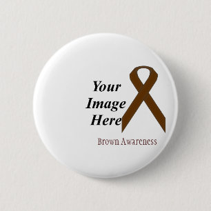 Brown Standard Ribbon by Kenneth Yoncich Pinback Button