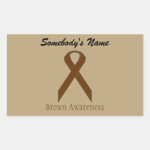 Brown Standard Ribbon by Kenneth Yoncich Rectangular Sticker