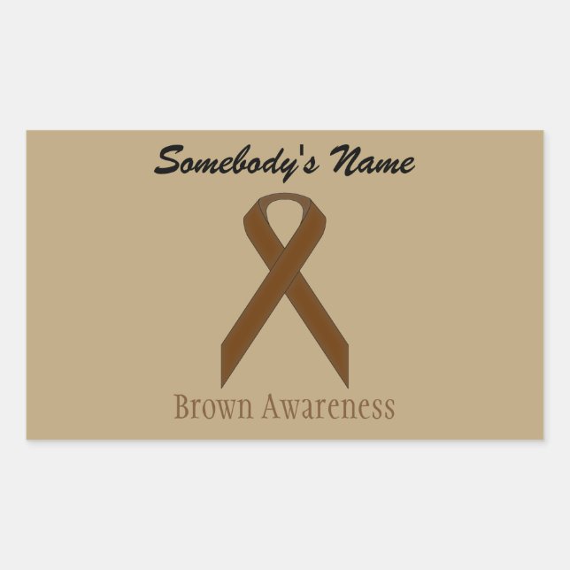 Brown Standard Ribbon by Kenneth Yoncich Rectangular Sticker (Front)