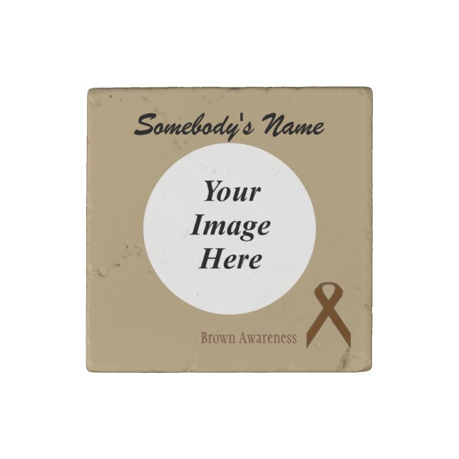 Brown Standard Ribbon by Kenneth Yoncich Stone Magnet (Front)