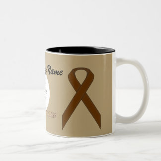 Brown Standard Ribbon Tmpl by Kenneth Yoncich Two-Tone Coffee Mug