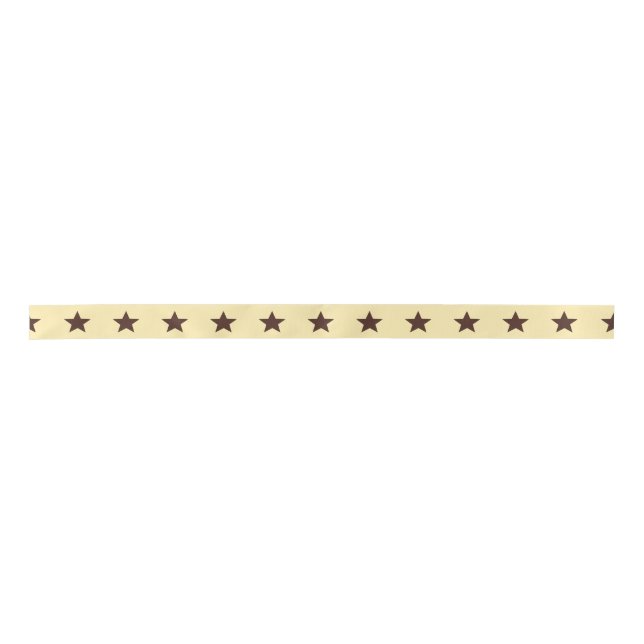 brown star cream satin ribbon (Front)