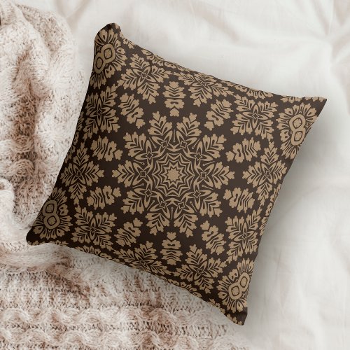 Brown Star Geometric Throw Pillow