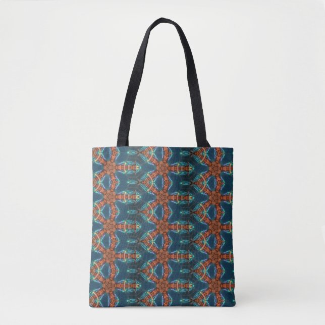 brown stars blue geometric tote bag (Front)