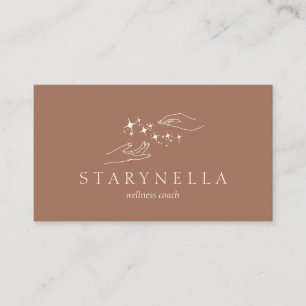 Brown Stars Energy Healing Hands Reiki Therapy Business Card
