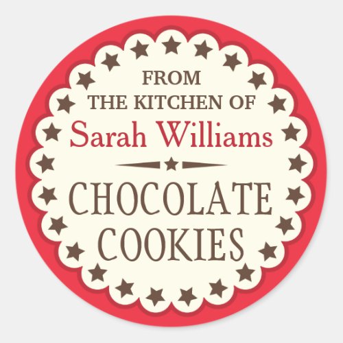 Brown stars from the kitchen of cookie swap favor classic round sticker