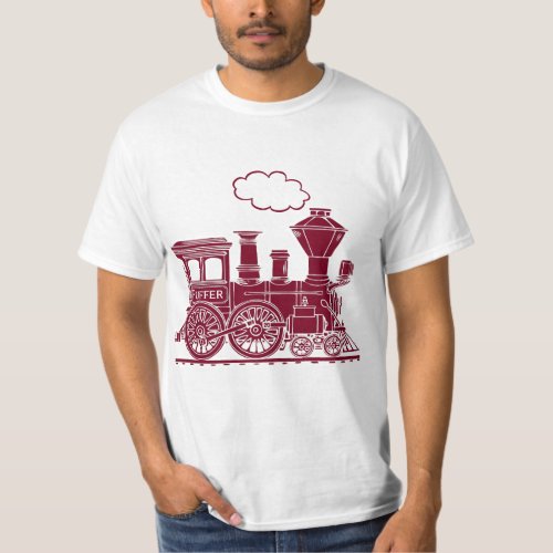 Brown steam locomotive train graphic t_shirt