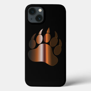 BROWN STEEL BEAR PAW ON BLACK iPhone 13 CASE