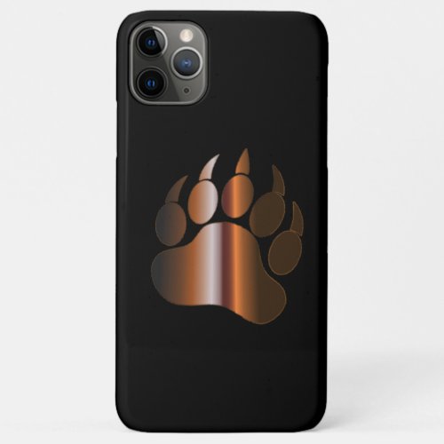 BROWN STEEL BEAR PAW ON BLACK iPhone 11 PRO MAX CASE