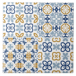 Brown steel navy blue Portuguese tile illustration