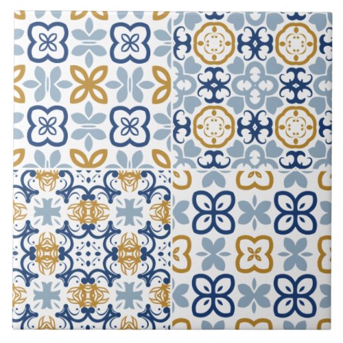 Brown steel navy blue Portuguese tile illustration