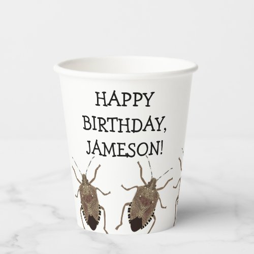 Brown Stink Bug Illustration Personalized Party Paper Cups