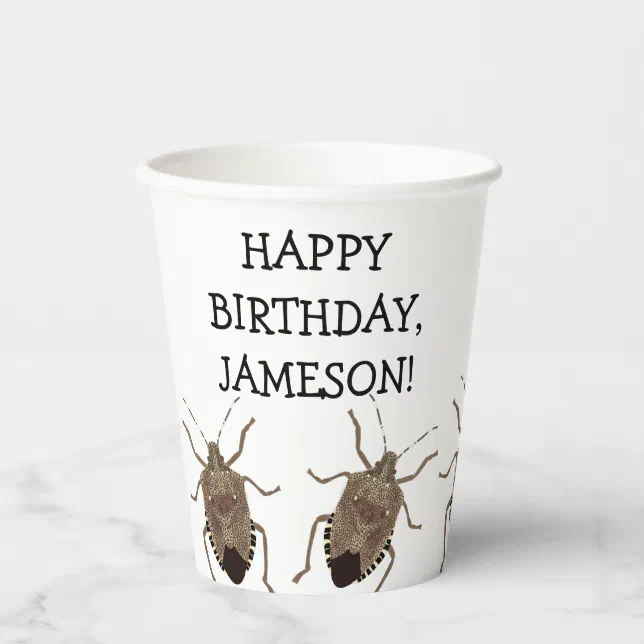 Brown Stink Bug Illustration Personalized Party Paper Cups | Zazzle