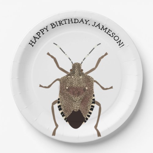 Brown Stink Bug Illustration Personalized Party Paper Plates