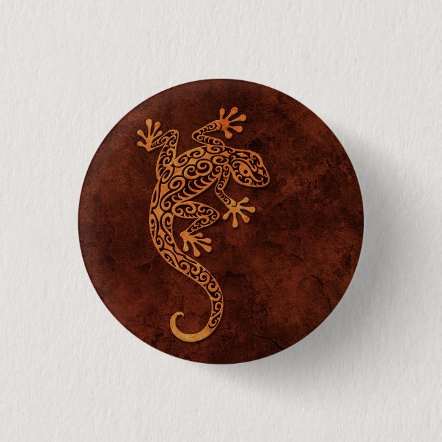 Brown Stone Climbing Gecko Pinback Button (Front)