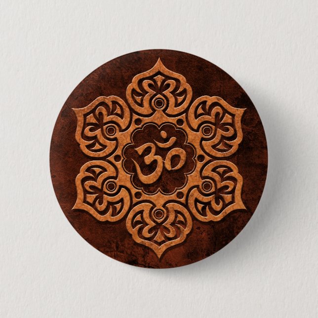 Brown Stone Floral Om Button (Front)