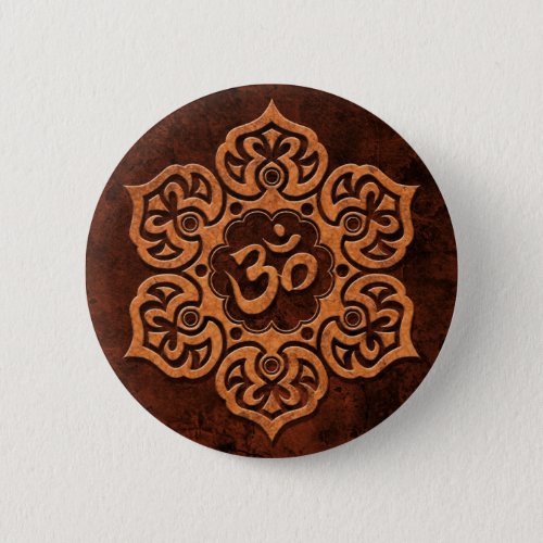 Brown Stone Floral Om Button
