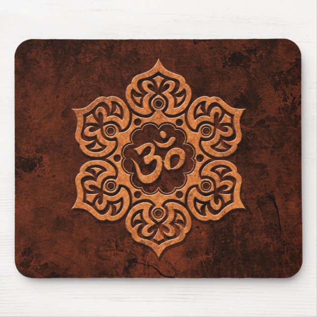 Brown Stone Floral Om Mouse Pad (Front)
