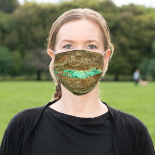 Brown stone with turquoise streak texture adult cloth face mask