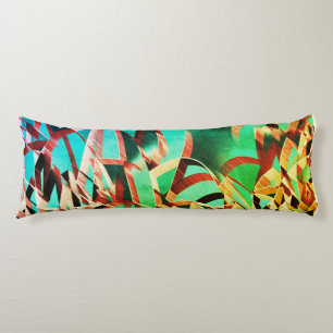 Brown streaks over green or aquamarine background body pillow