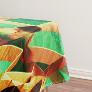 Brown streaks over green or aquamarine tablecloth