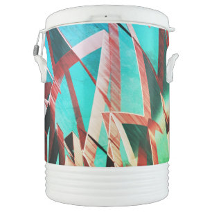 Brown streaks over rustic green and aquamarine beverage cooler