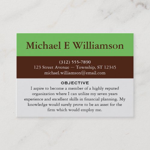 Brown Stripe Green RESUME Business Cards