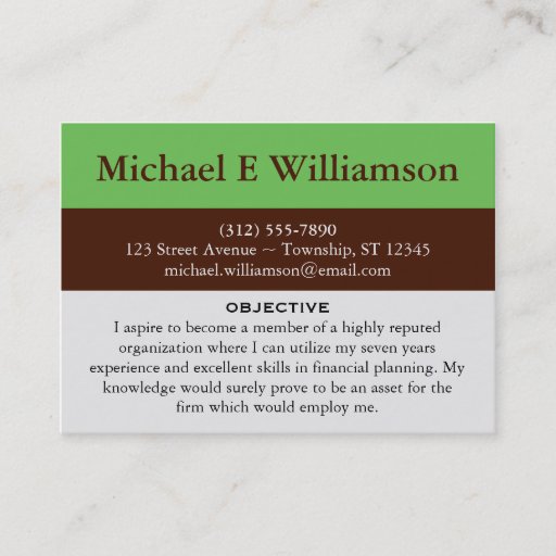 Customizable Brown Stripe Green RESUME Business Cards