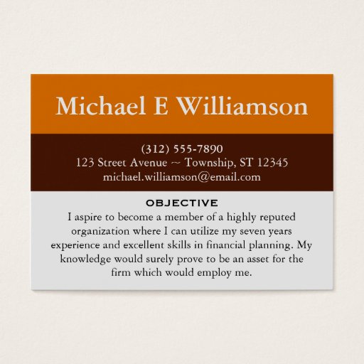 Customizable Brown Stripe Orange RESUME Business Cards