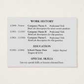 Brown Stripe Orange RESUME Business Cards (Back)